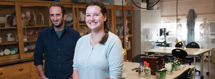 Anika Clark and Kevin Potts in an Augsburg lab